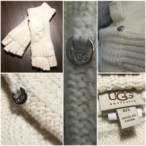 UGG Australia Cream Metallic Fingerless Gloves